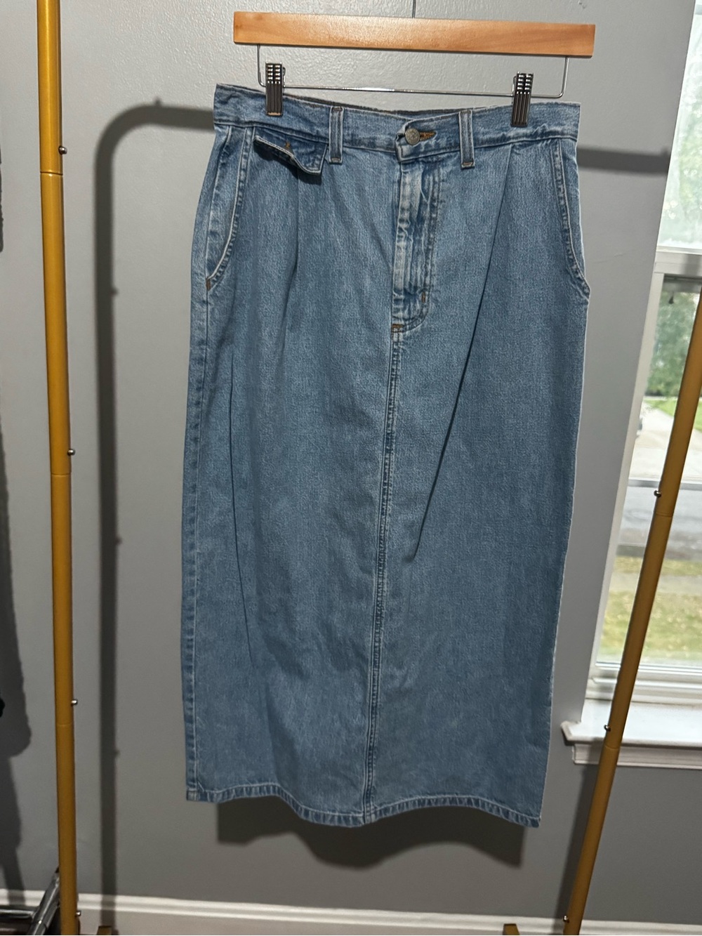 Vintage Light Blue Denim Midi Skirt - Women's Jeans Vivaldi Jeanswear 30 Waist